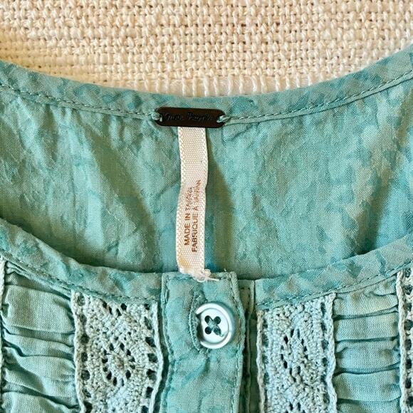 Free People Women's Pullover Tiered Layered Green Tank Top Boho Peasant medium - Picture 2 of 7